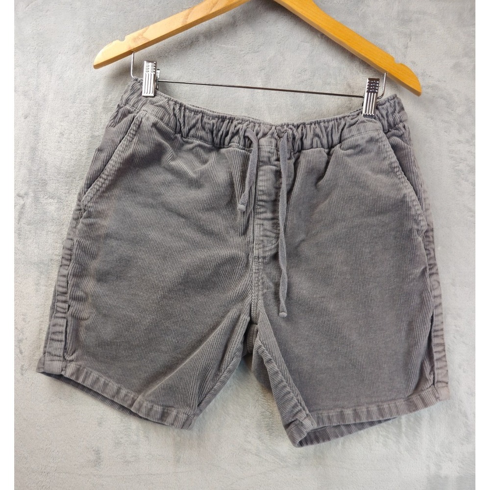 Katin Corduroy Pull On Shorts Gray Elastic Waist Drawstring Mens Medium